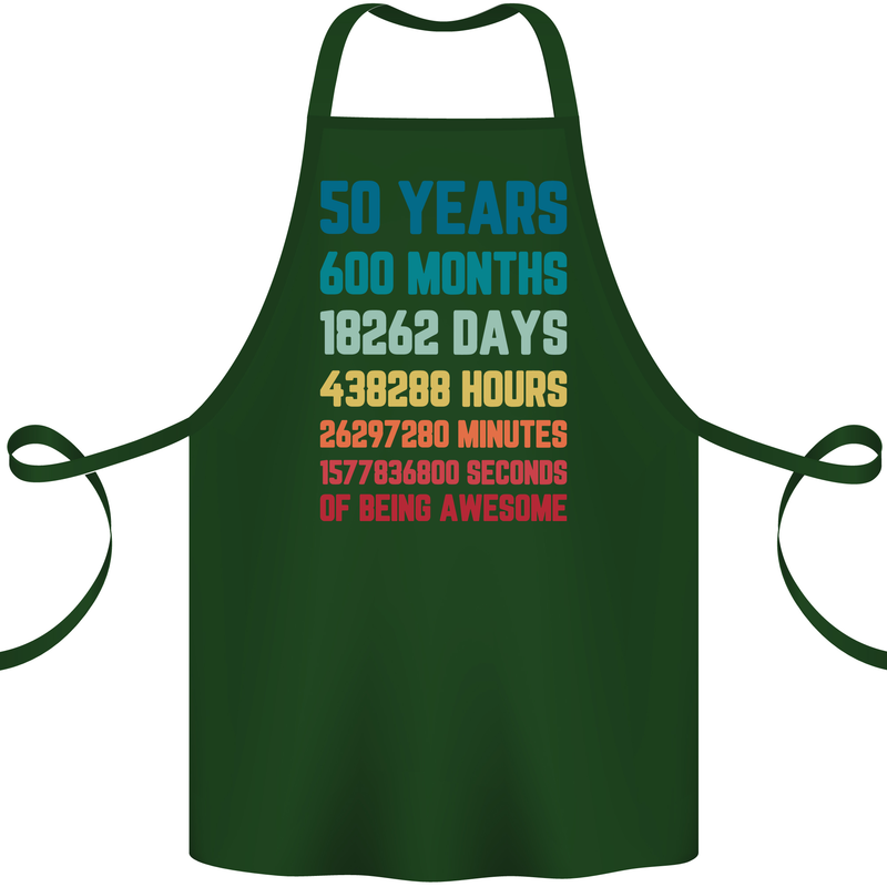 50th Birthday 50 Year Old Cotton Apron 100% Organic Forest Green
