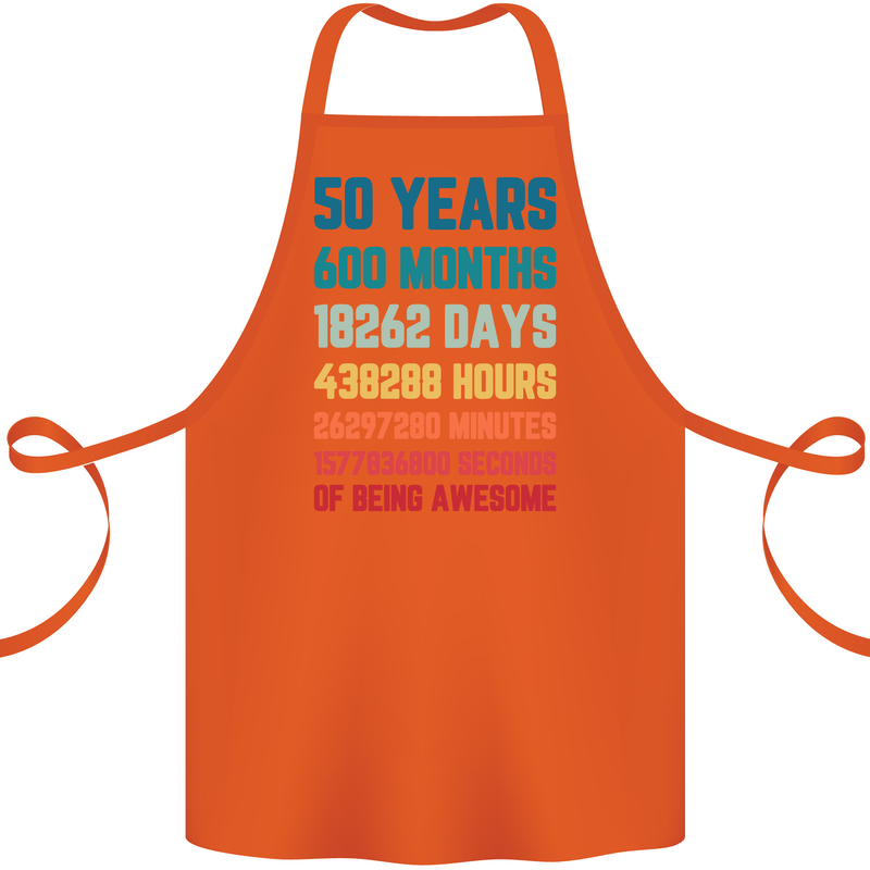 50th Birthday 50 Year Old Cotton Apron 100% Organic Orange