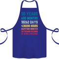 50th Birthday 50 Year Old Cotton Apron 100% Organic Royal Blue