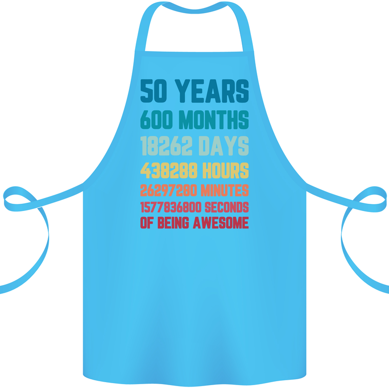 50th Birthday 50 Year Old Cotton Apron 100% Organic Turquoise