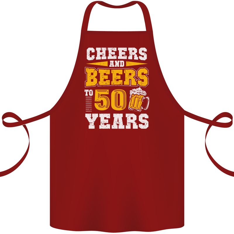 50th Birthday 50 Year Old Funny Alcohol Cotton Apron 100% Organic Maroon