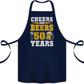 50th Birthday 50 Year Old Funny Alcohol Cotton Apron 100% Organic Navy Blue