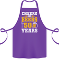 50th Birthday 50 Year Old Funny Alcohol Cotton Apron 100% Organic Purple