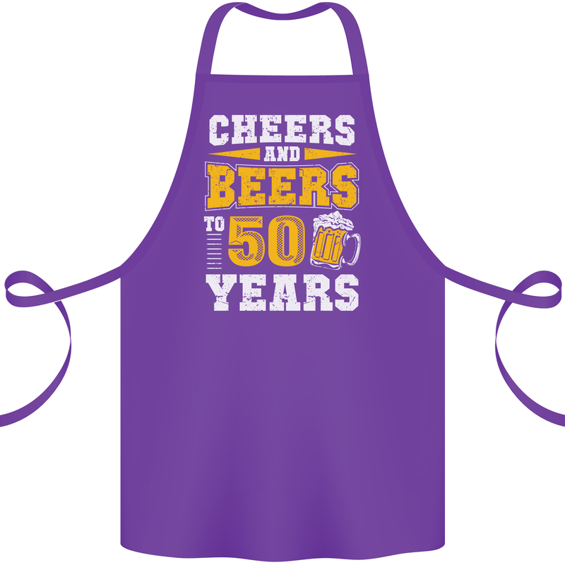 50th Birthday 50 Year Old Funny Alcohol Cotton Apron 100% Organic Purple