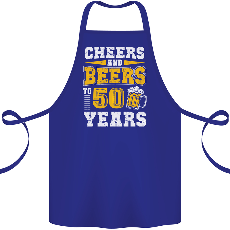 50th Birthday 50 Year Old Funny Alcohol Cotton Apron 100% Organic Royal Blue