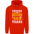 50th Birthday 50 Year Old Funny Alcohol Mens 80% Cotton Hoodie Bright Red