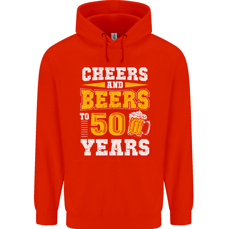 50th Birthday 50 Year Old Funny Alcohol Mens 80% Cotton Hoodie Bright Red