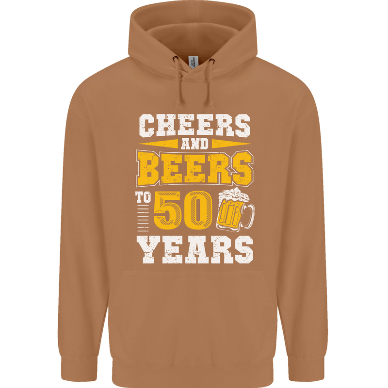 50th Birthday 50 Year Old Funny Alcohol Mens 80% Cotton Hoodie Caramel Latte