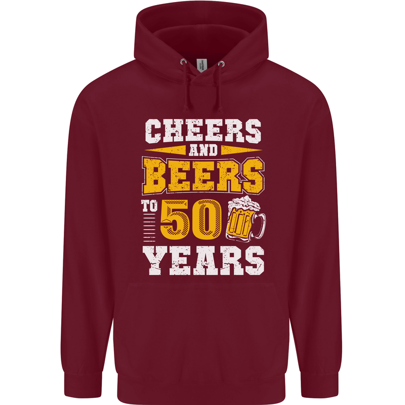 50th Birthday 50 Year Old Funny Alcohol Mens 80% Cotton Hoodie Maroon