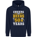 50th Birthday 50 Year Old Funny Alcohol Mens 80% Cotton Hoodie Navy Blue