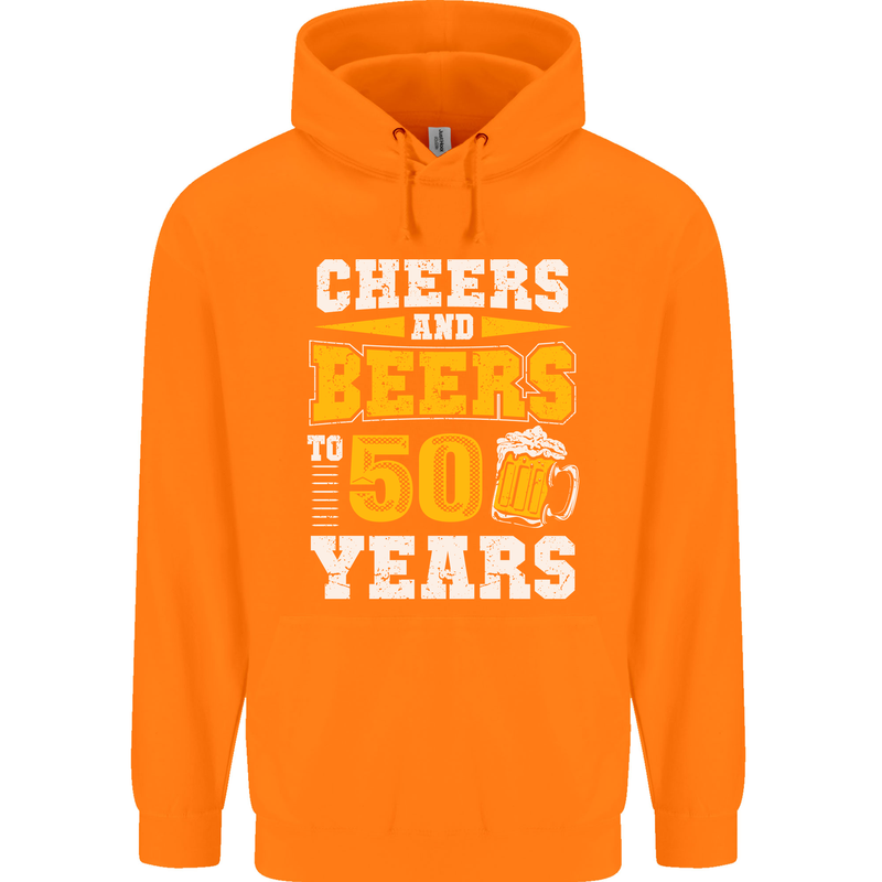 50th Birthday 50 Year Old Funny Alcohol Mens 80% Cotton Hoodie Orange