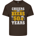 50th Birthday 50 Year Old Funny Alcohol Mens Cotton T-Shirt Tee Top Dark Chocolate