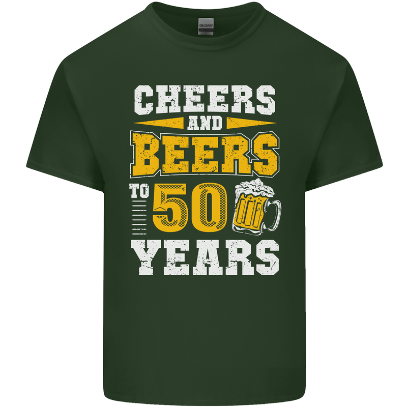 50th Birthday 50 Year Old Funny Alcohol Mens Cotton T-Shirt Tee Top Forest Green