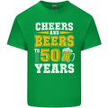 50th Birthday 50 Year Old Funny Alcohol Mens Cotton T-Shirt Tee Top Irish Green