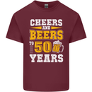 50th Birthday 50 Year Old Funny Alcohol Mens Cotton T-Shirt Tee Top Maroon