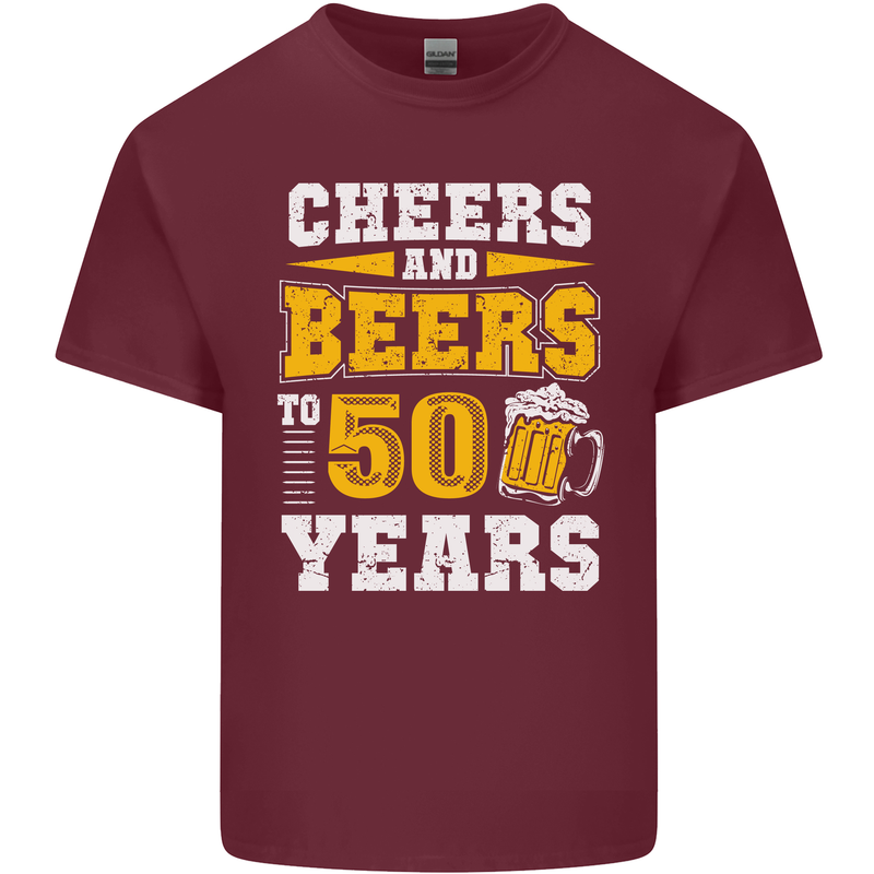 50th Birthday 50 Year Old Funny Alcohol Mens Cotton T-Shirt Tee Top Maroon