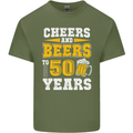 50th Birthday 50 Year Old Funny Alcohol Mens Cotton T-Shirt Tee Top Military Green