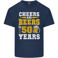 50th Birthday 50 Year Old Funny Alcohol Mens Cotton T-Shirt Tee Top Navy Blue