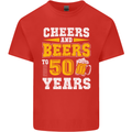 50th Birthday 50 Year Old Funny Alcohol Mens Cotton T-Shirt Tee Top Red
