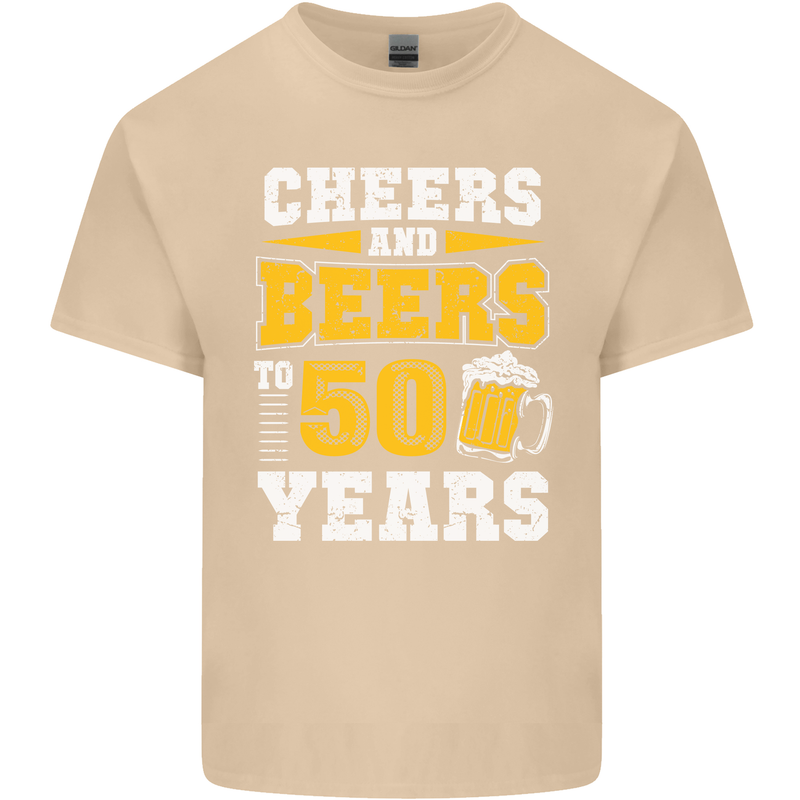 50th Birthday 50 Year Old Funny Alcohol Mens Cotton T-Shirt Tee Top Sand
