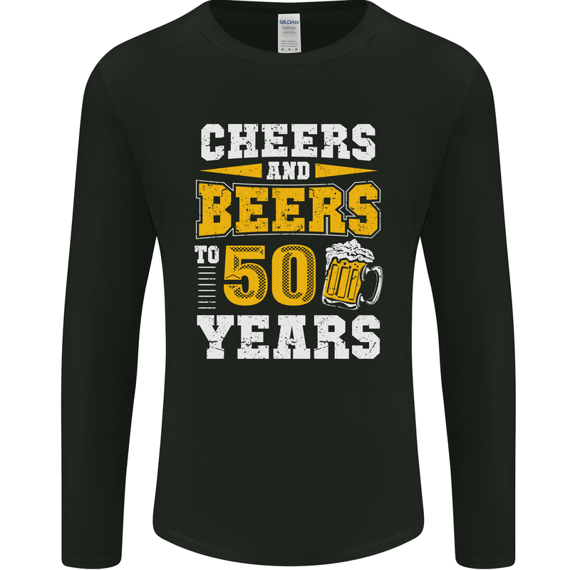 50th Birthday 50 Year Old Funny Alcohol Mens Long Sleeve T-Shirt Black