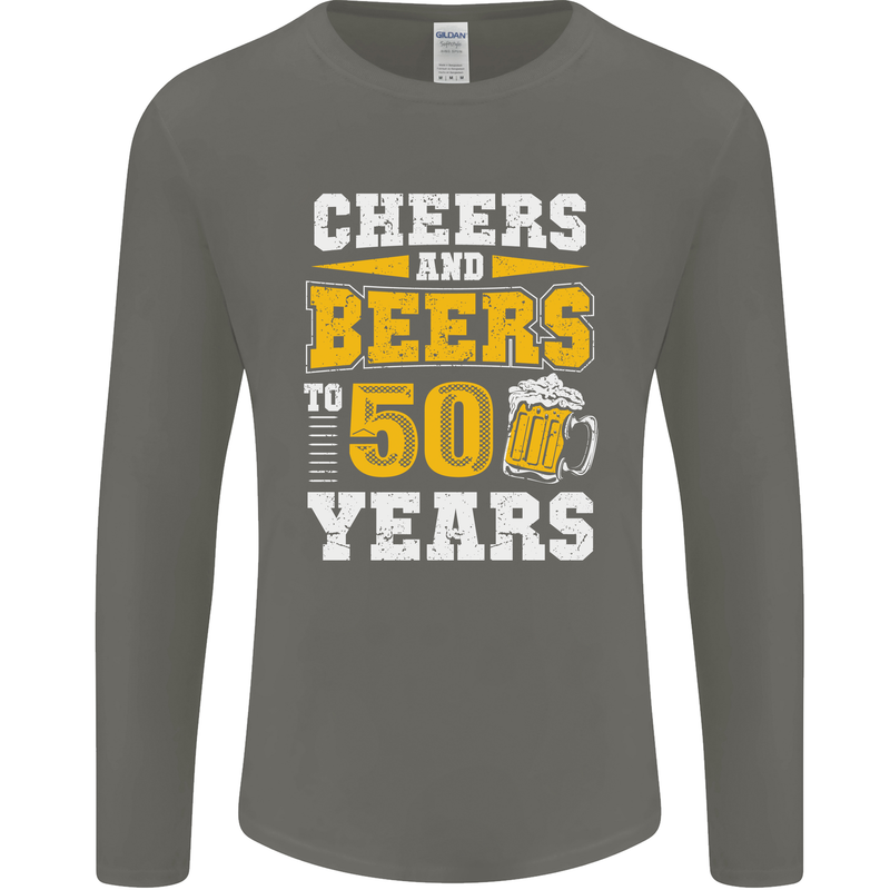 50th Birthday 50 Year Old Funny Alcohol Mens Long Sleeve T-Shirt Charcoal