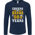 50th Birthday 50 Year Old Funny Alcohol Mens Long Sleeve T-Shirt Navy Blue