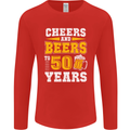 50th Birthday 50 Year Old Funny Alcohol Mens Long Sleeve T-Shirt Red