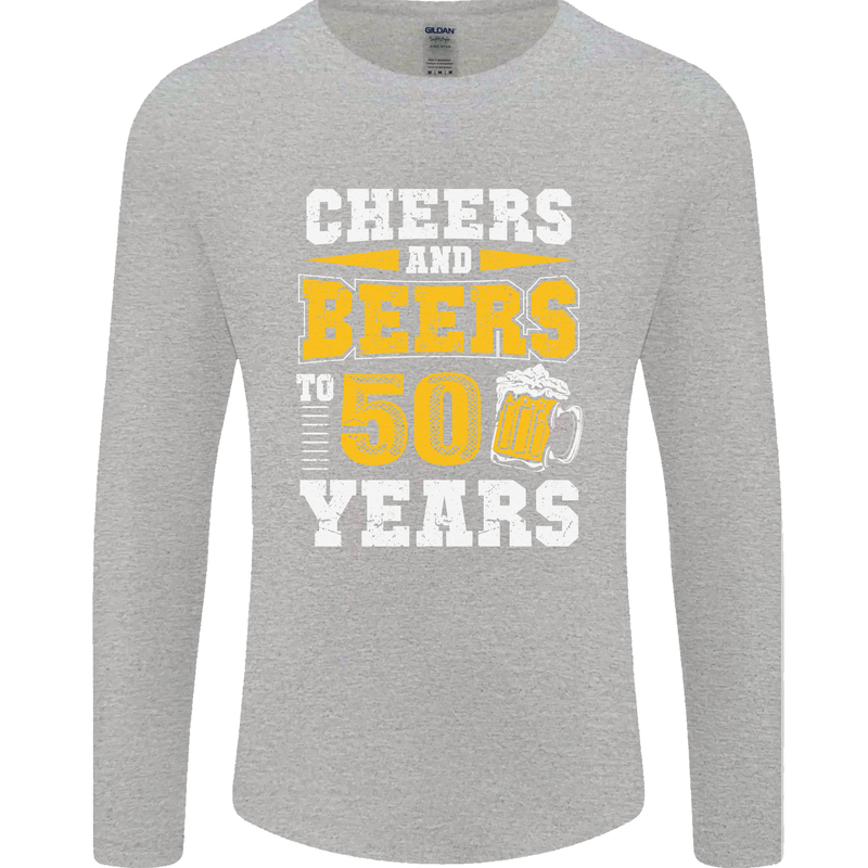 50th Birthday 50 Year Old Funny Alcohol Mens Long Sleeve T-Shirt Sports Grey