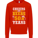 50th Birthday 50 Year Old Funny Alcohol Mens Sweatshirt Jumper Bright Red