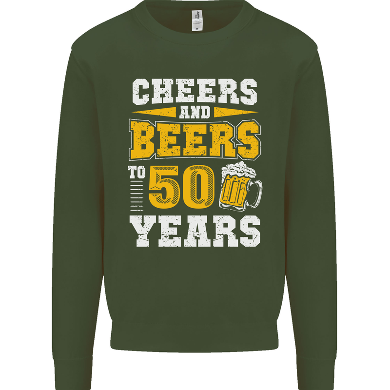 50th Birthday 50 Year Old Funny Alcohol Mens Sweatshirt Jumper Forest Green