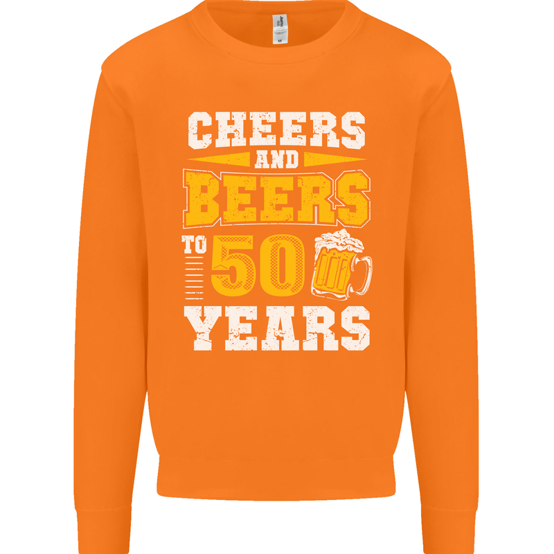 50th Birthday 50 Year Old Funny Alcohol Mens Sweatshirt Jumper Orange