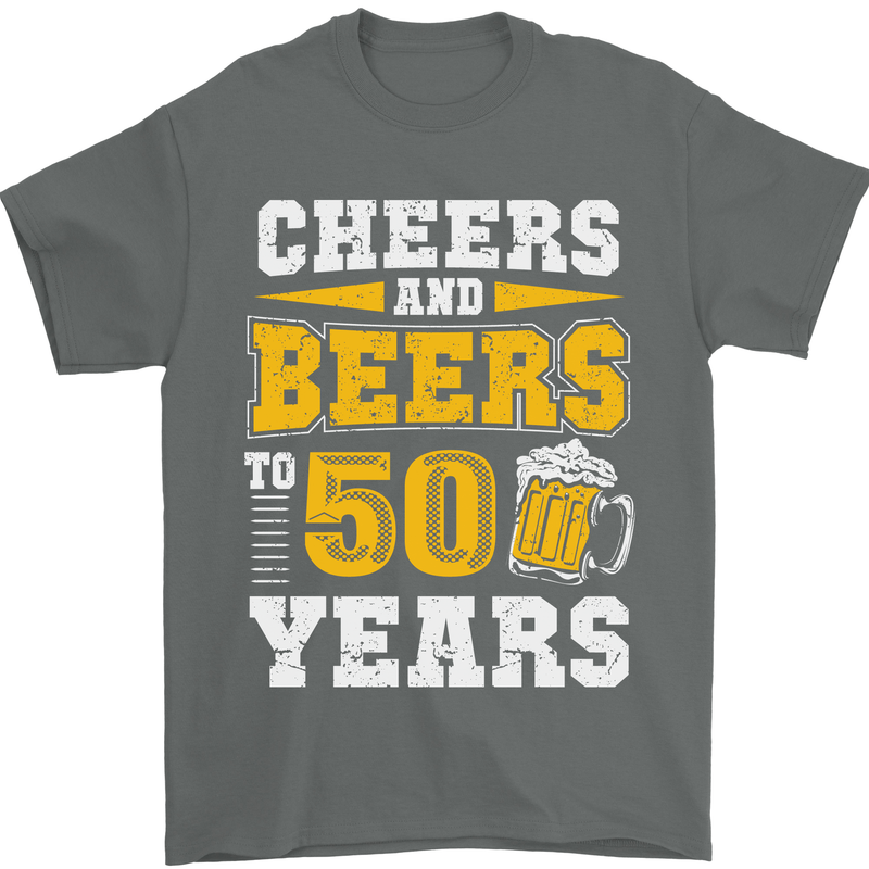 50th Birthday 50 Year Old Funny Alcohol Mens T-Shirt 100% Cotton Charcoal
