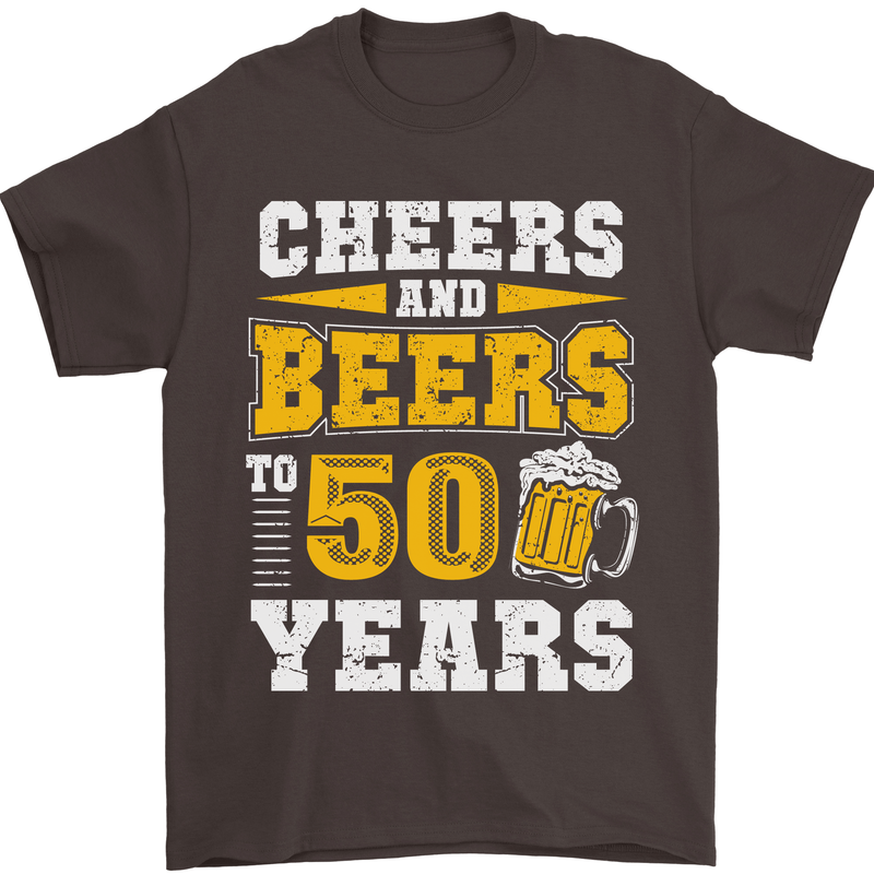 50th Birthday 50 Year Old Funny Alcohol Mens T-Shirt 100% Cotton Dark Chocolate