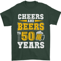 50th Birthday 50 Year Old Funny Alcohol Mens T-Shirt 100% Cotton Forest Green
