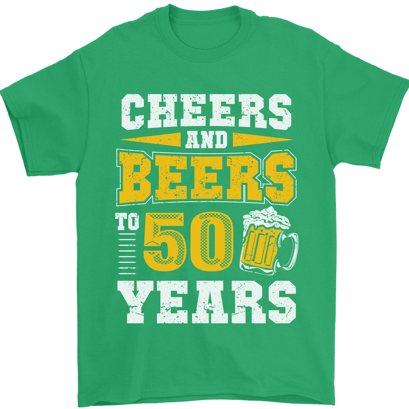 50th Birthday 50 Year Old Funny Alcohol Mens T-Shirt 100% Cotton Irish Green