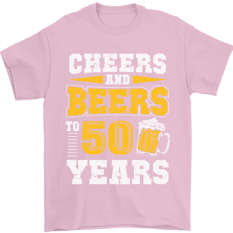 50th Birthday 50 Year Old Funny Alcohol Mens T-Shirt 100% Cotton Light Pink