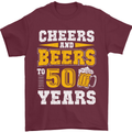 50th Birthday 50 Year Old Funny Alcohol Mens T-Shirt 100% Cotton Maroon