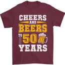 50th Birthday 50 Year Old Funny Alcohol Mens T-Shirt 100% Cotton Maroon