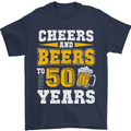 50th Birthday 50 Year Old Funny Alcohol Mens T-Shirt 100% Cotton Navy Blue