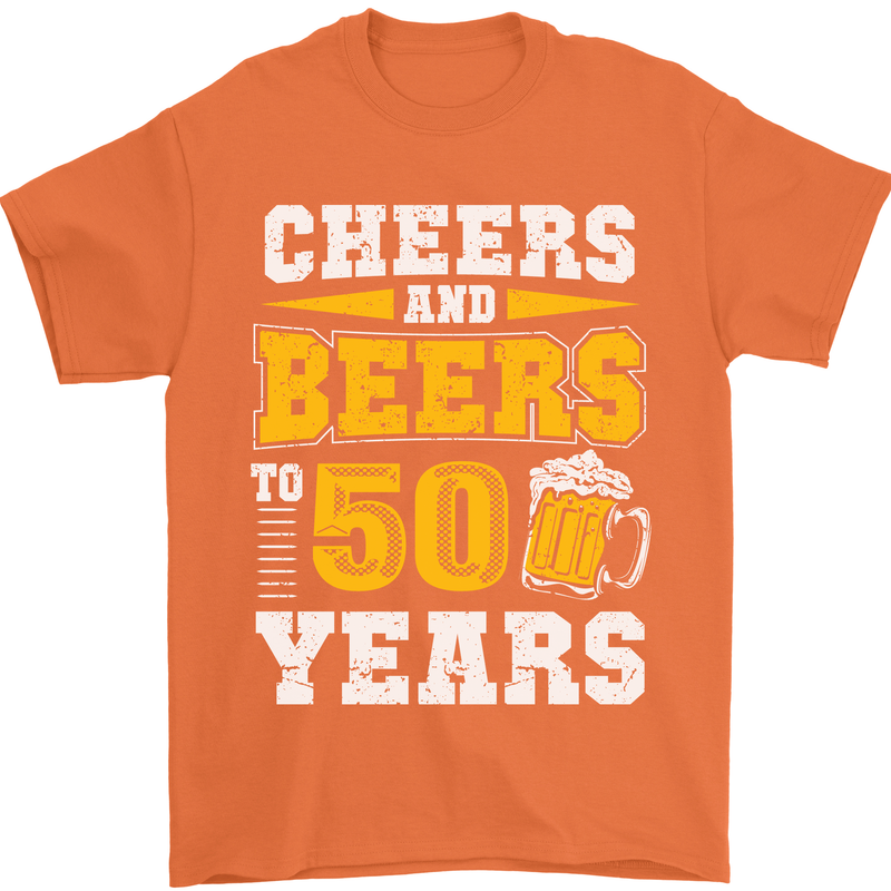 50th Birthday 50 Year Old Funny Alcohol Mens T-Shirt 100% Cotton Orange