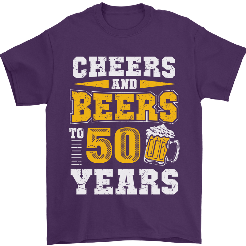 50th Birthday 50 Year Old Funny Alcohol Mens T-Shirt 100% Cotton Purple