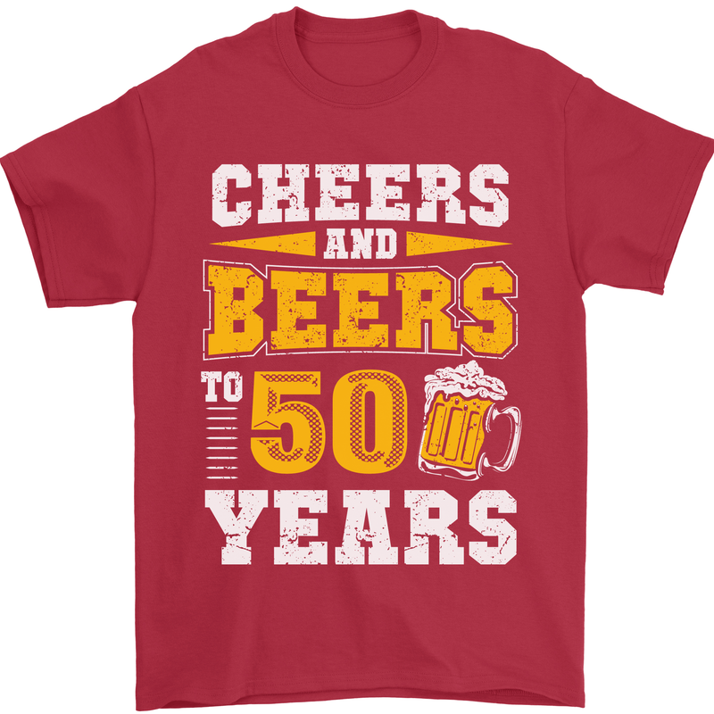 50th Birthday 50 Year Old Funny Alcohol Mens T-Shirt 100% Cotton Red