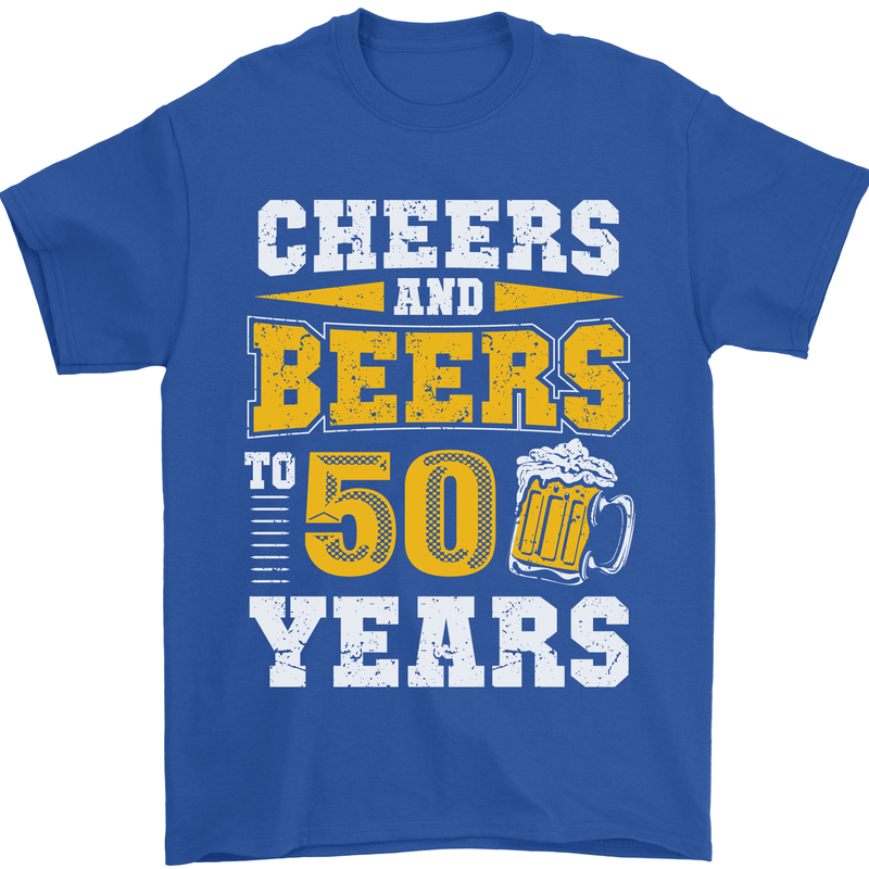 50th Birthday 50 Year Old Funny Alcohol Mens T-Shirt 100% Cotton Royal Blue