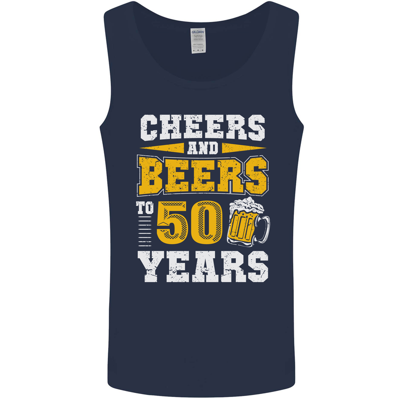 50th Birthday 50 Year Old Funny Alcohol Mens Vest Tank Top Navy Blue