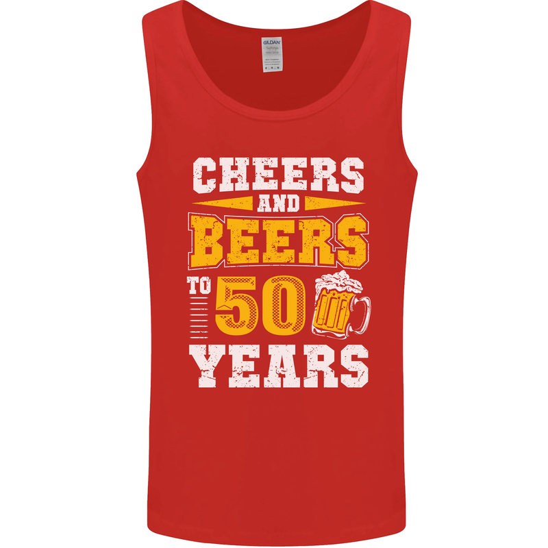 50th Birthday 50 Year Old Funny Alcohol Mens Vest Tank Top Red