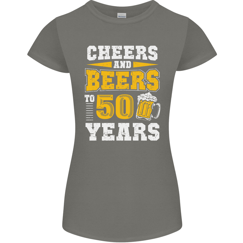 50th Birthday 50 Year Old Funny Alcohol Womens Petite Cut T-Shirt Charcoal