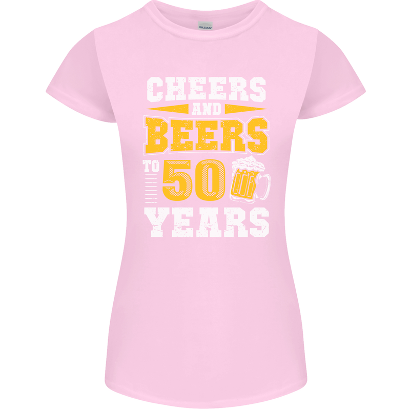 50th Birthday 50 Year Old Funny Alcohol Womens Petite Cut T-Shirt Light Pink