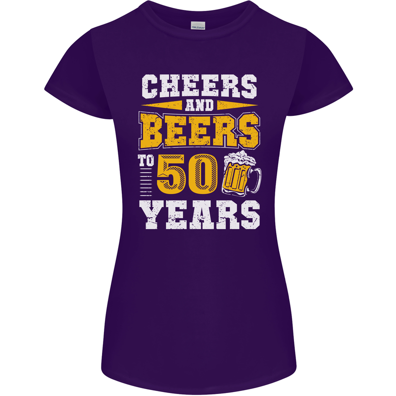 50th Birthday 50 Year Old Funny Alcohol Womens Petite Cut T-Shirt Purple