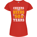50th Birthday 50 Year Old Funny Alcohol Womens Petite Cut T-Shirt Red